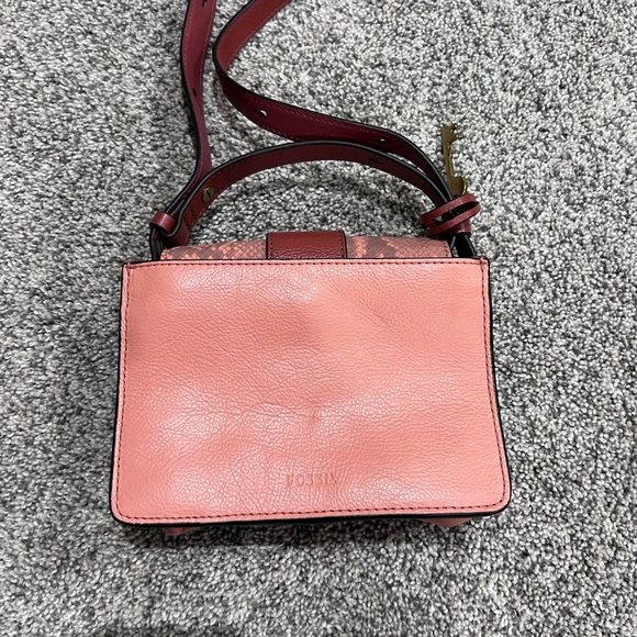 Fossil Wiley Genuine Leather Orange Brown Mini Crossbody Bag Magnetic Closure - Picture 6 of 13